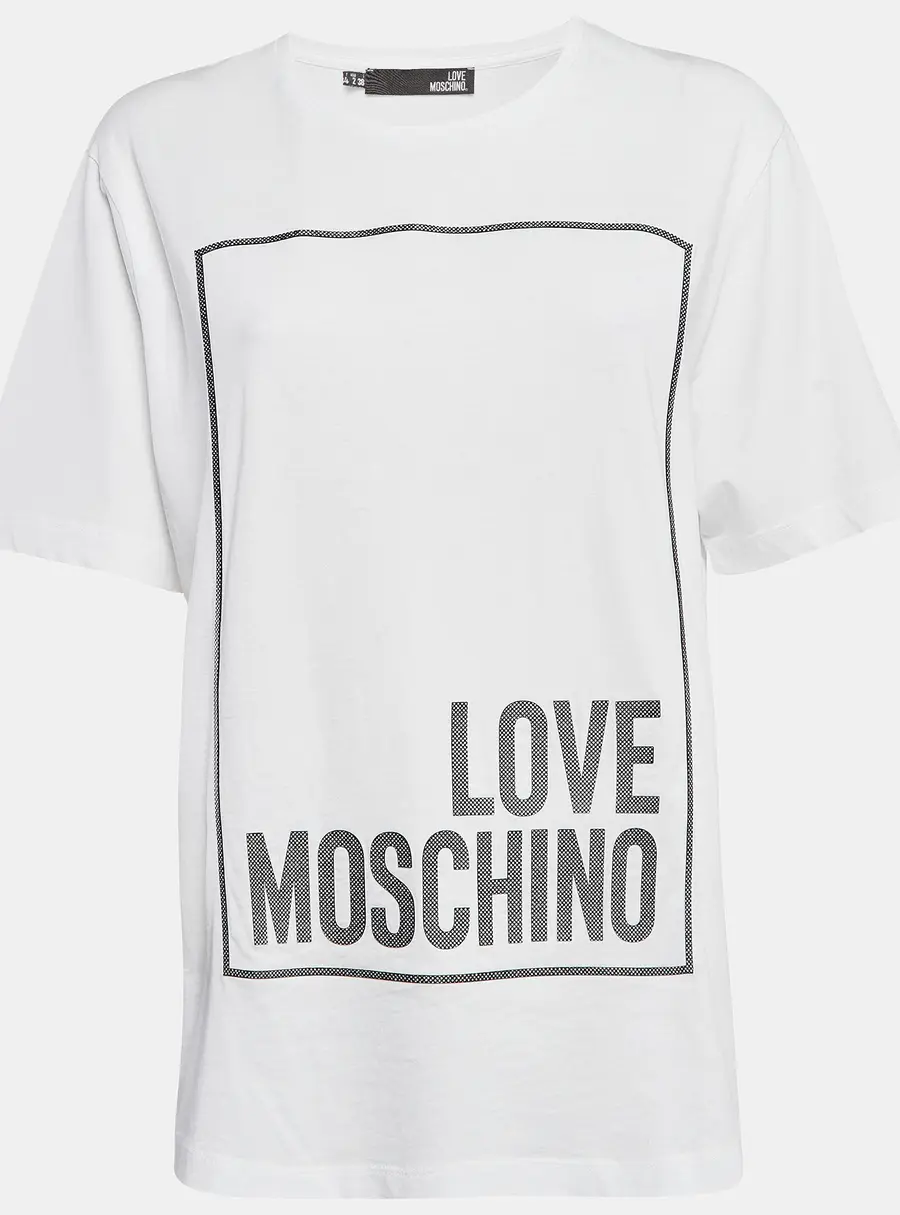 Love Moschino  White Metallic Print Jersey T-Shirt S