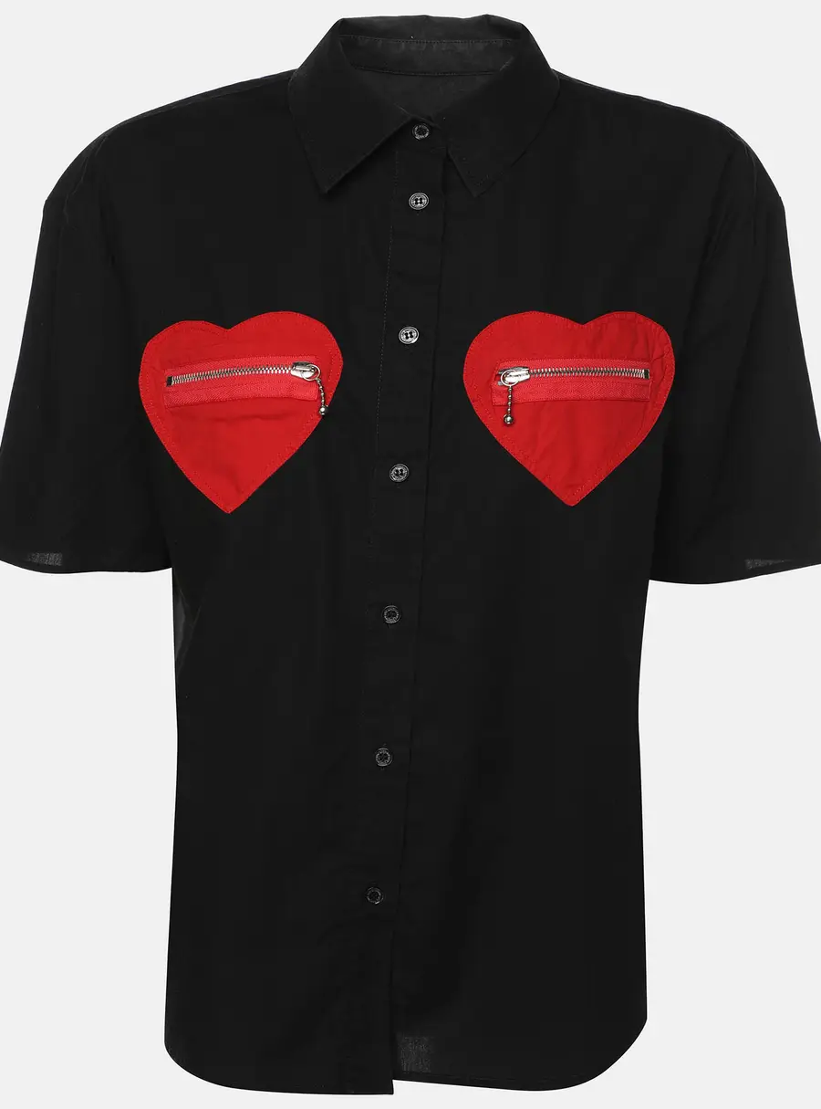 Love Moschino Black Cotton Heart Pocket Polo Shirt M