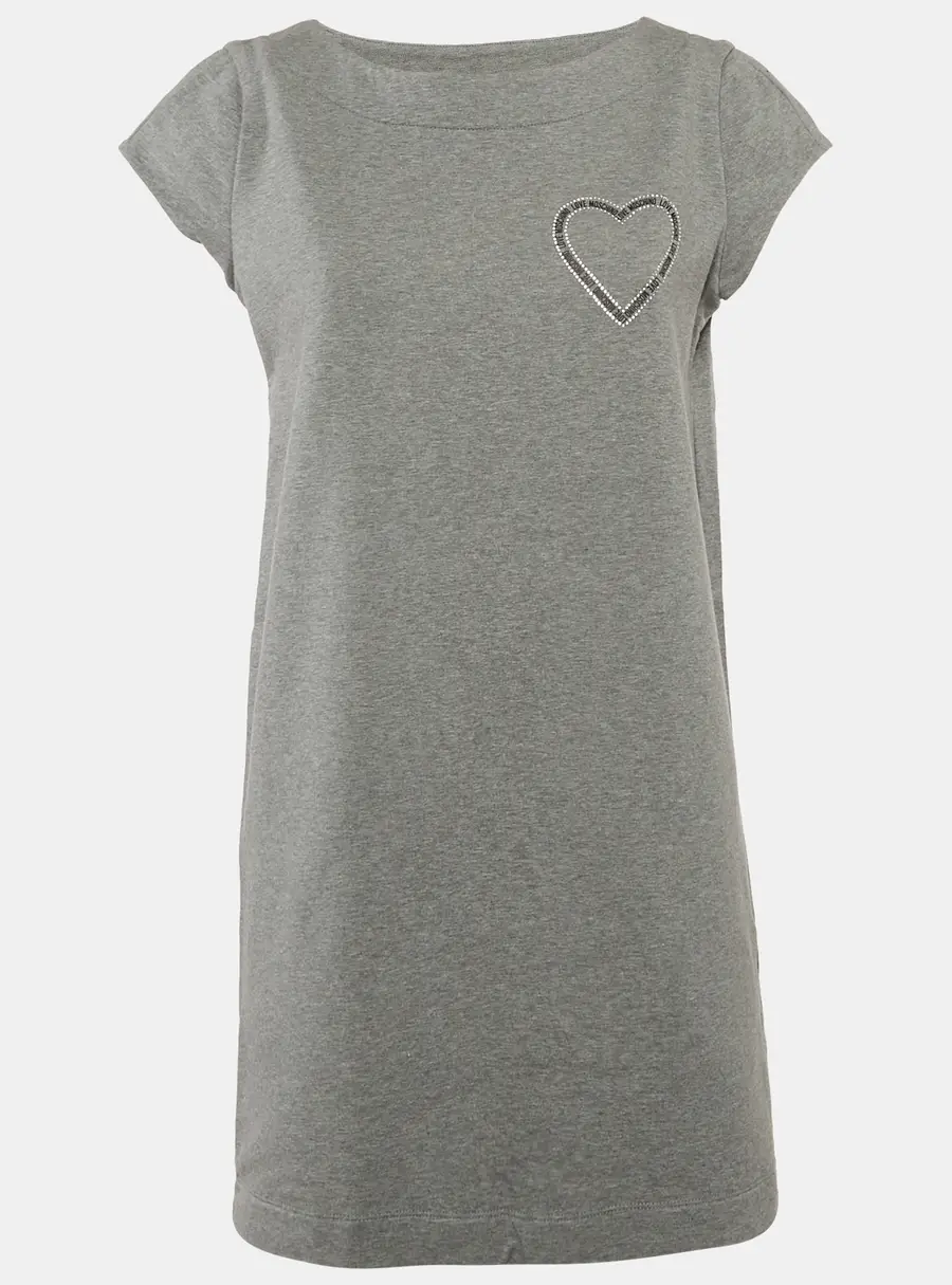 Love Moschino Grey Logo Embellished Cotton Knit Mini Dress M
