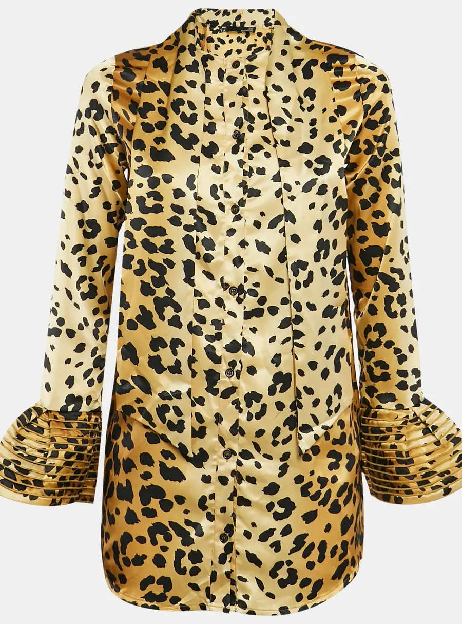 Love Moschino Brown Leopard Print Satin Mini Dress S