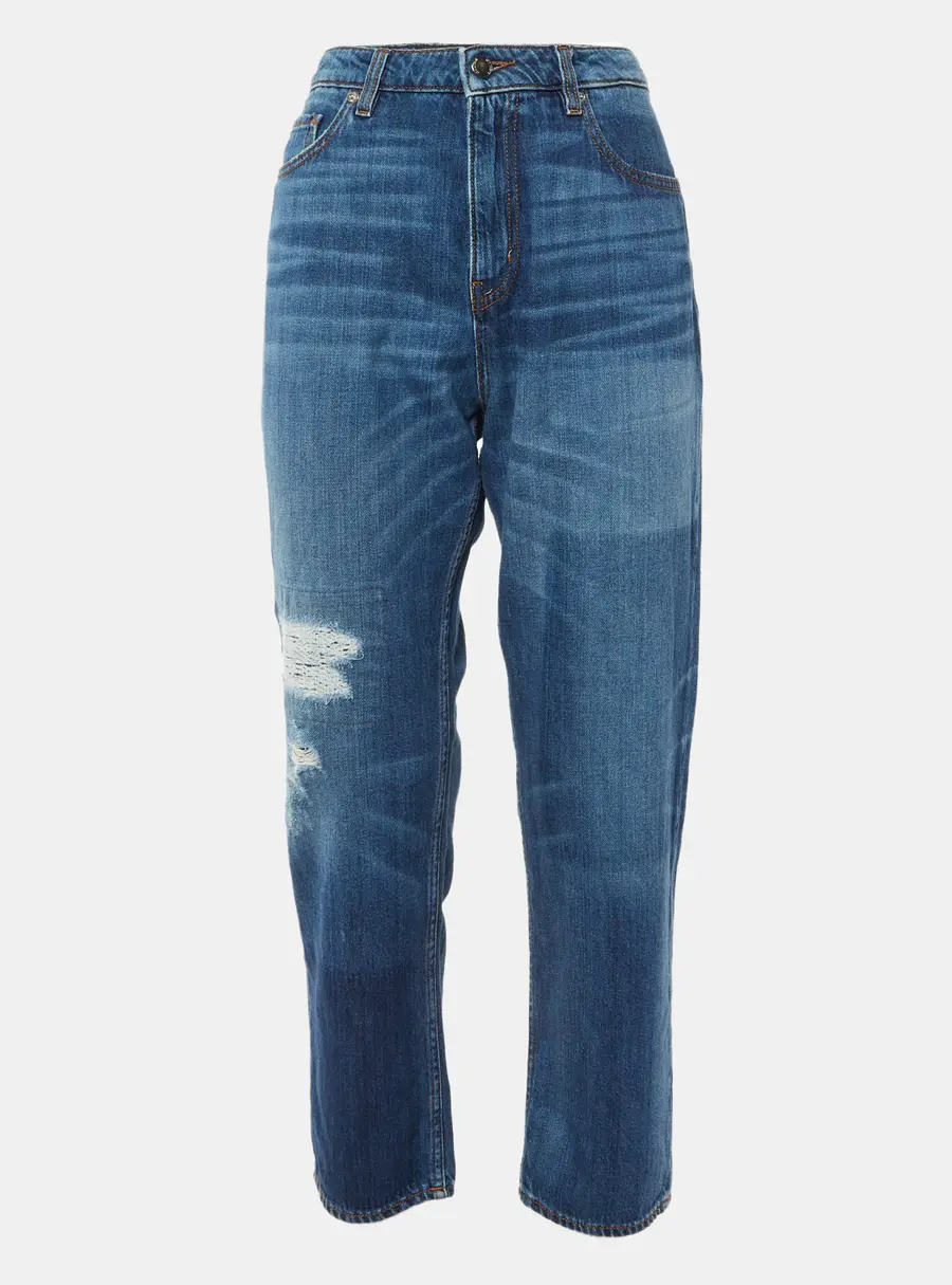 Love Moschino Blue Distressed Denim Regular Fit Jeans M/Waist 32"