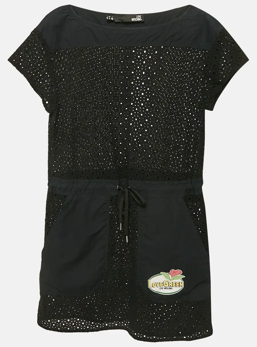 Love Moschino Black Broderie Anglaise Cotton Mini Dress S