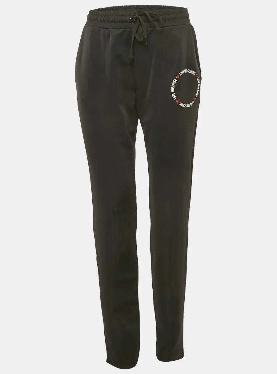 Love Moschino Black Logo Printed Jersey Track Pants M
