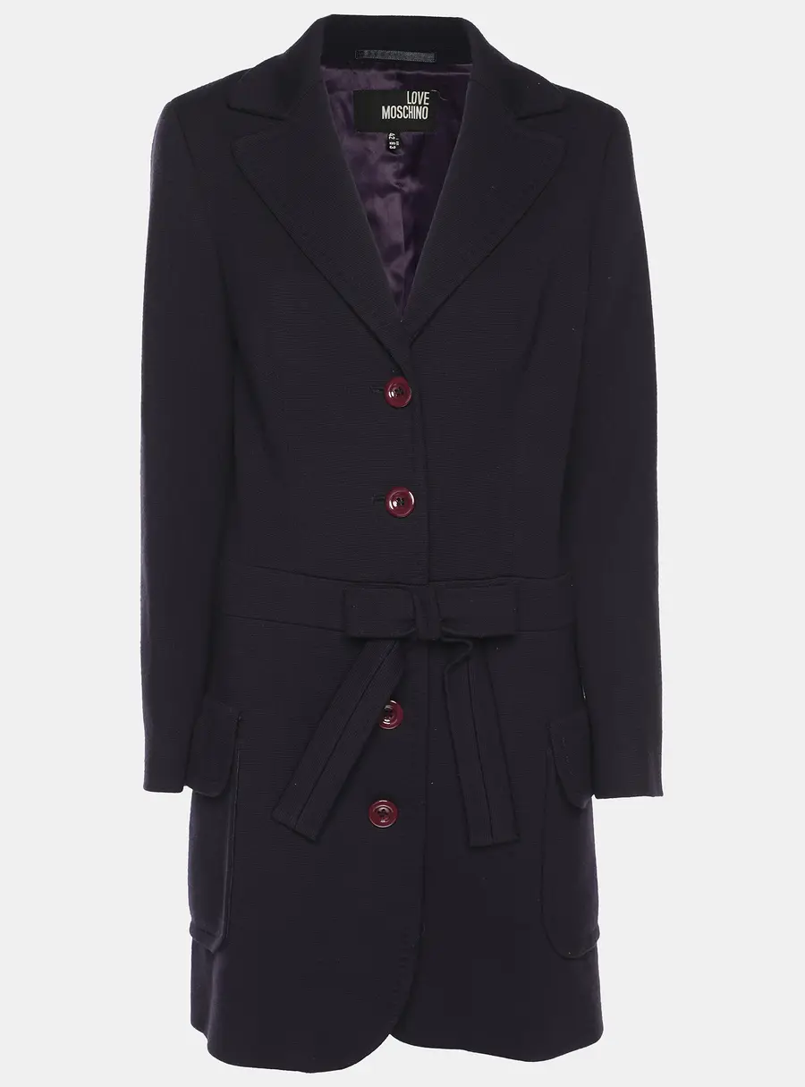 Love Moschino Dark Purple Bow Coats M