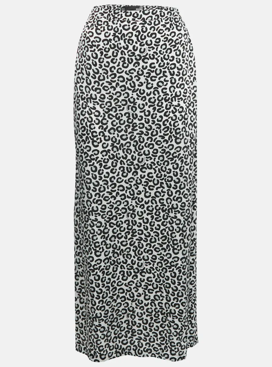 Love Moschino Monogram Leopard Print Crepe Maxi M