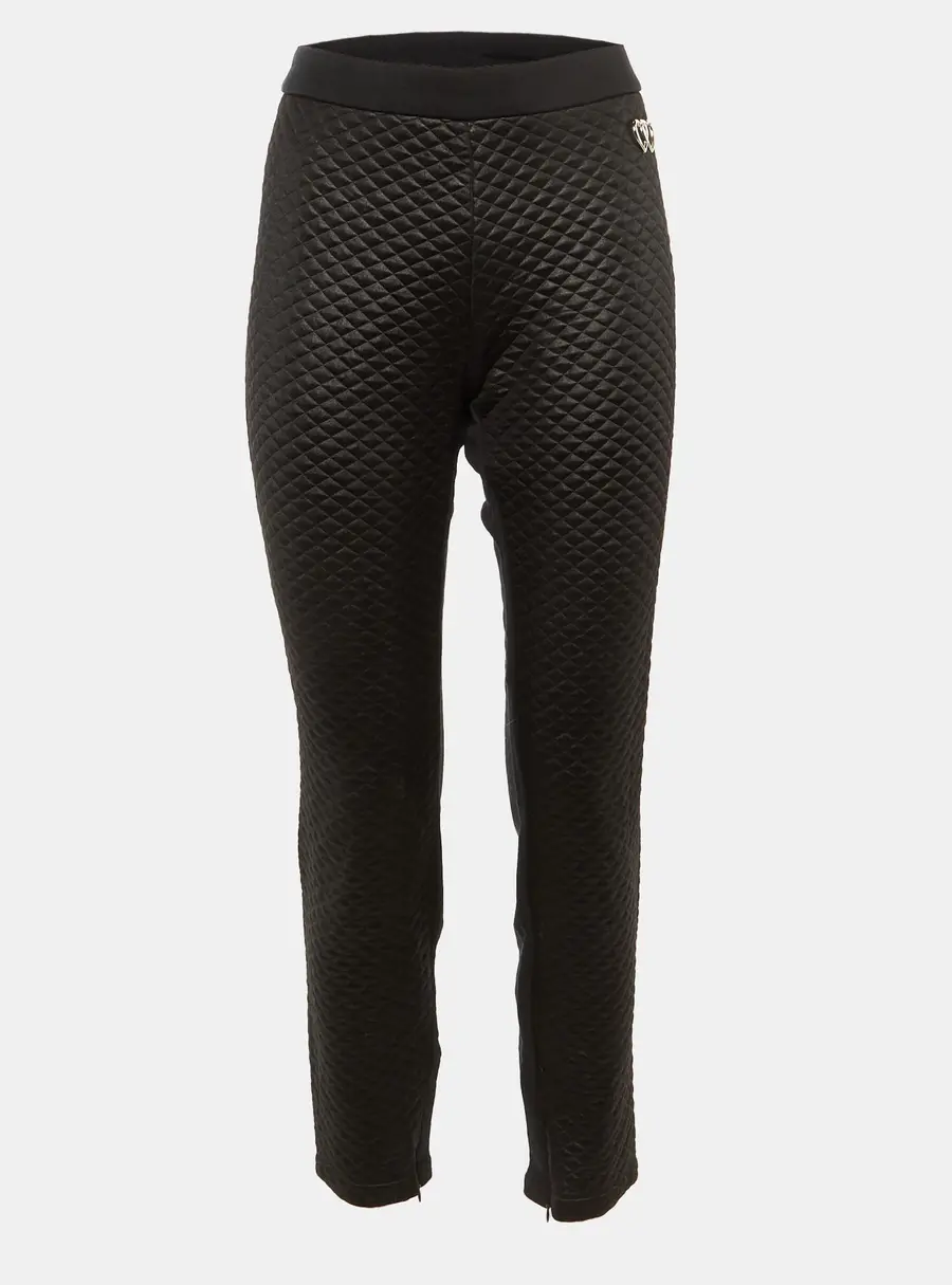 Love Moschino Black Quilted Crepe Trousers L