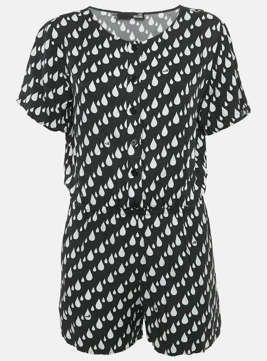 Love Moschino Black Drop Print Short Sleeved Playsuit M