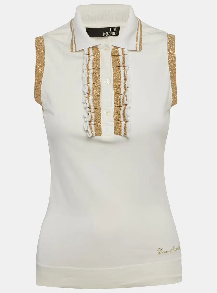 Love Moschino White Jersey Ruffled Sleeveless T-Shirt M