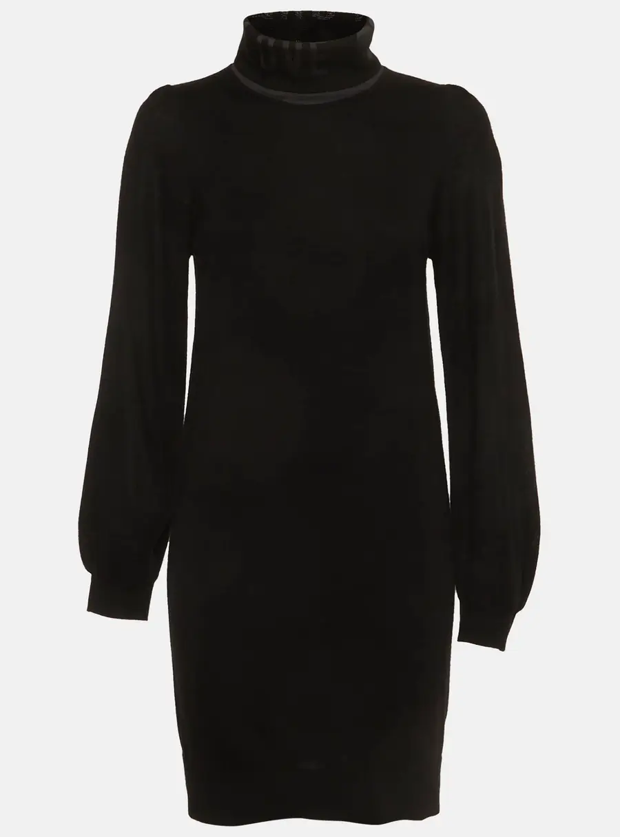 Love Moschino Black Knit Intarsia Turtle Neck Mini Dress S