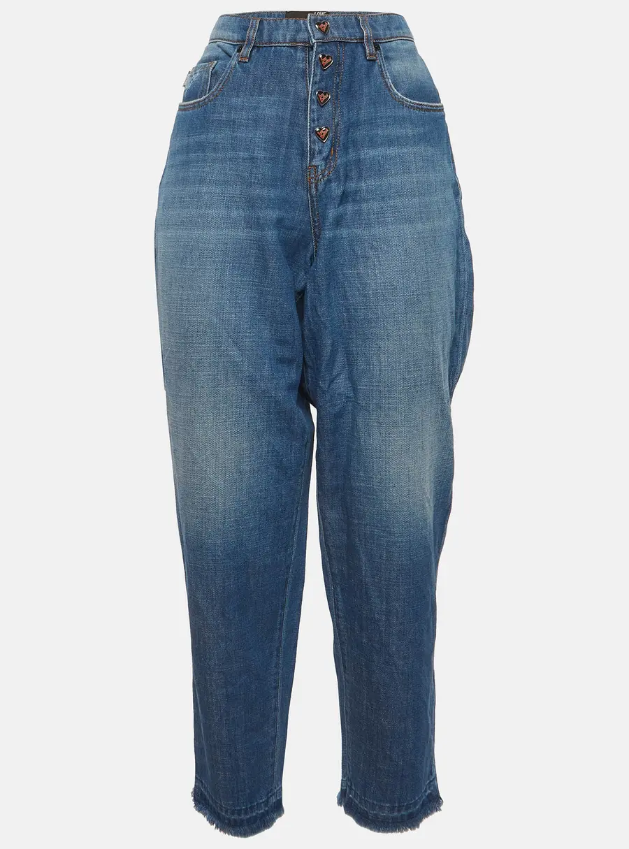 Love Moschino Blue Denim Distressed High Rise Jeans M/Waist 29"