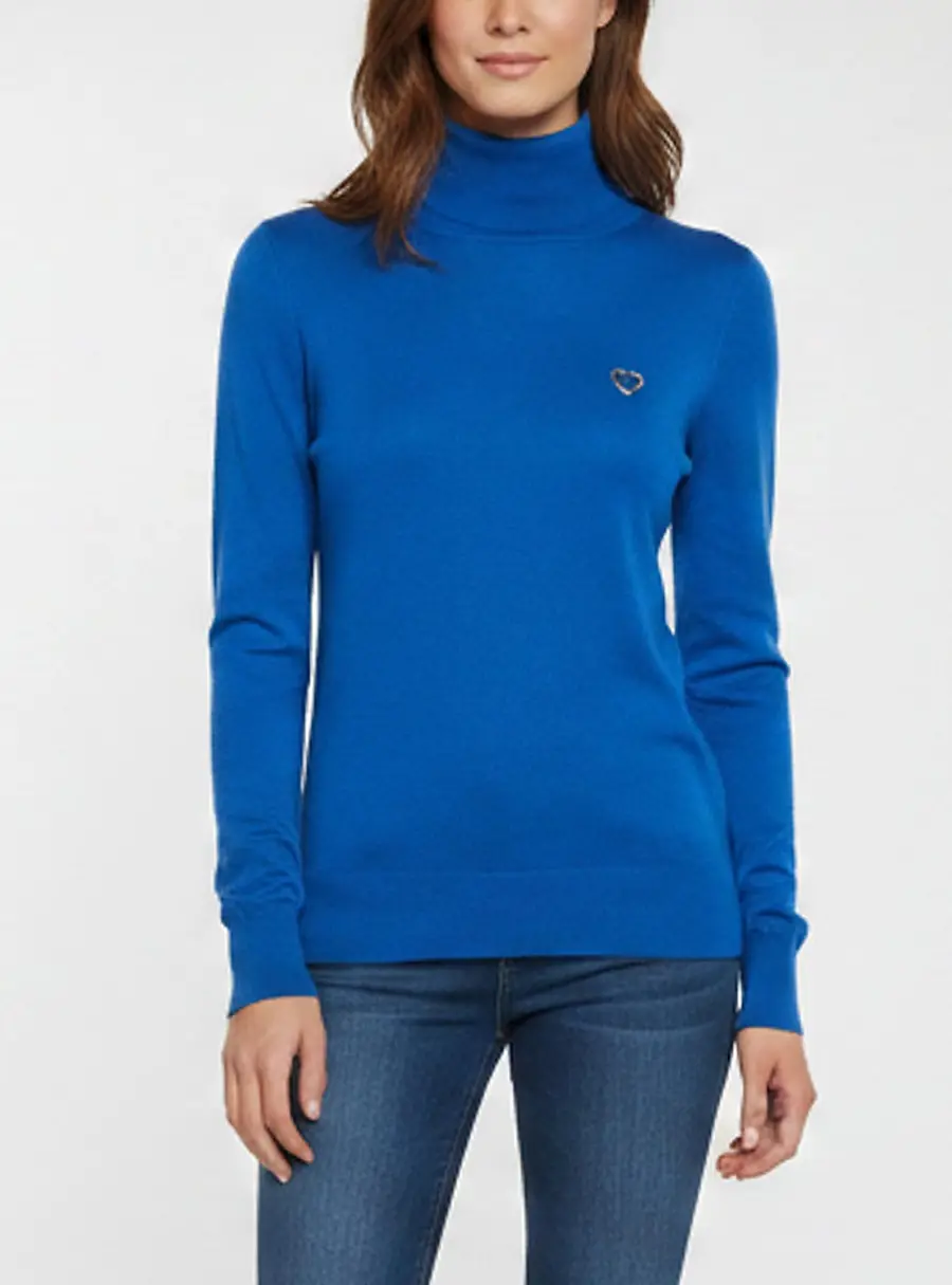 Love Moschino Blue Knitted Turtleneck Sweater S