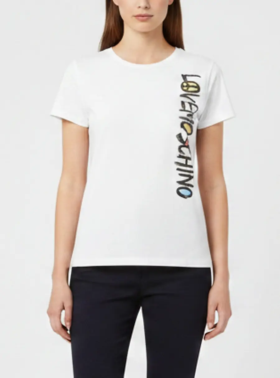 Love Moschino White Printed Jersey Short Sleeve T-Shirt M