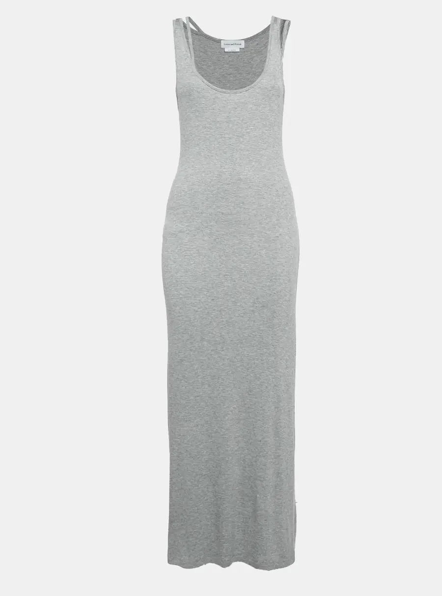 Lovers and Friends Grey Rib Knit Cut-Out Detail Sleeveless Maxi Dress M