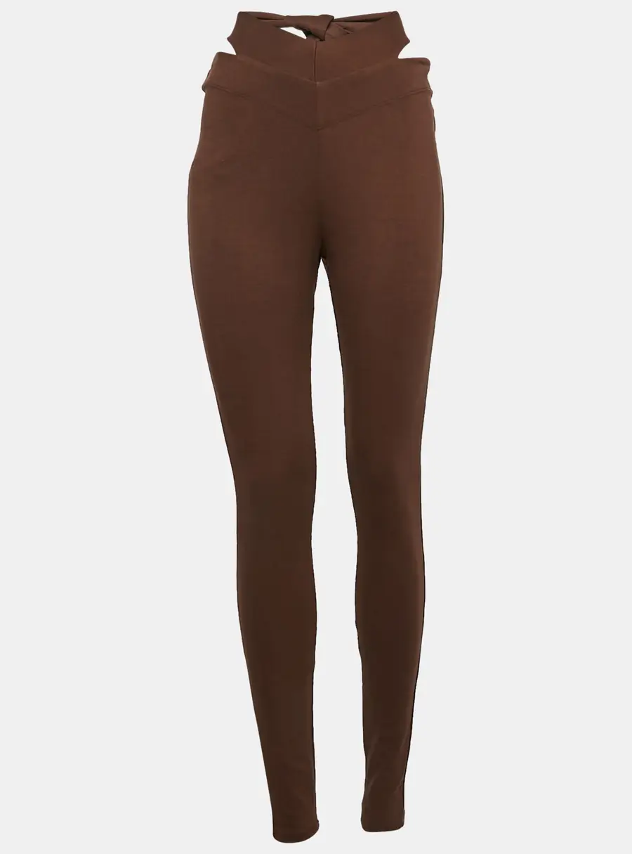 LPA Brown Jersey Tie-Up Waist Trousers M