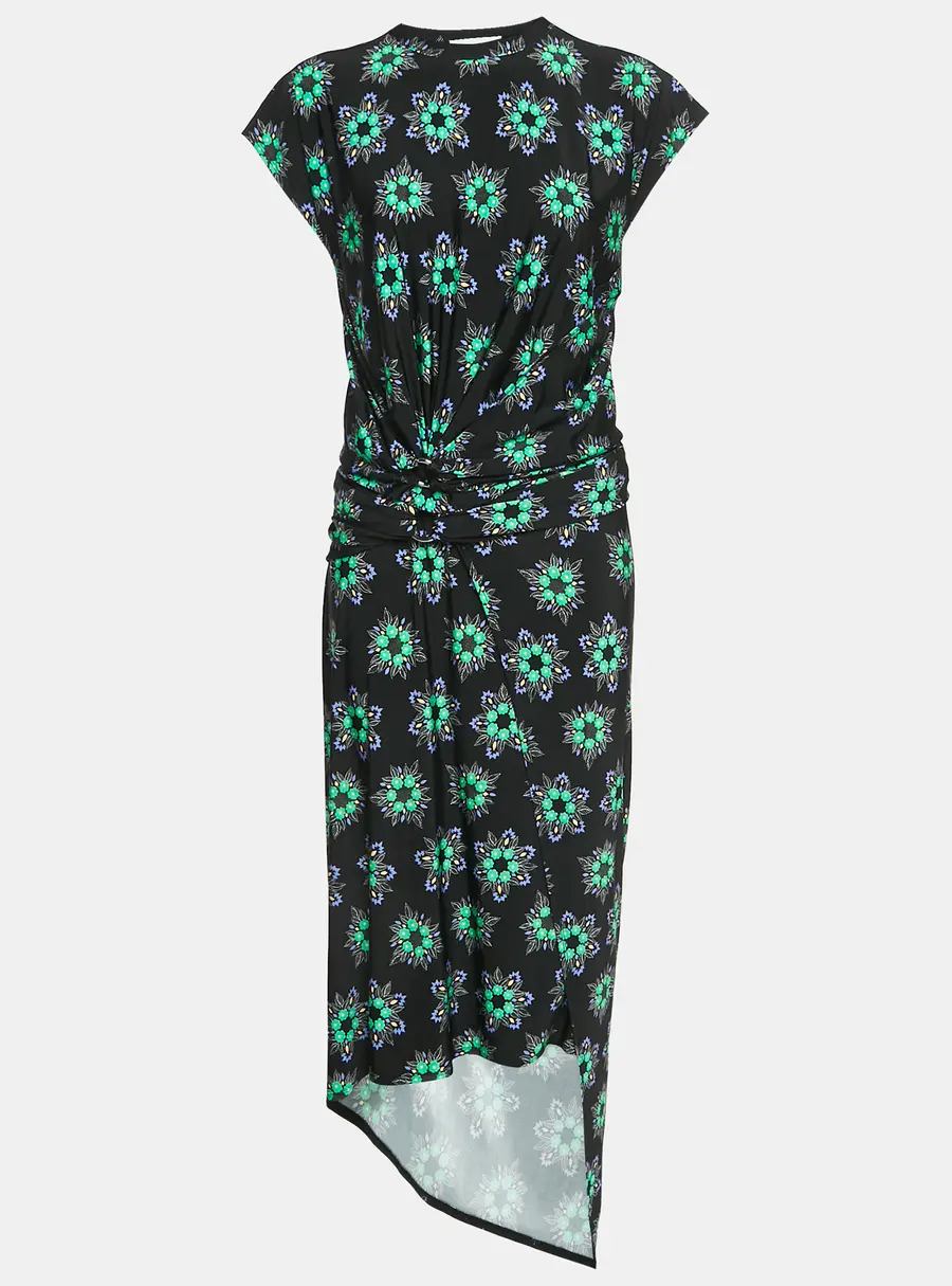 Paco Rabanne Black Floral Print Jersey Skirt and Top Set M