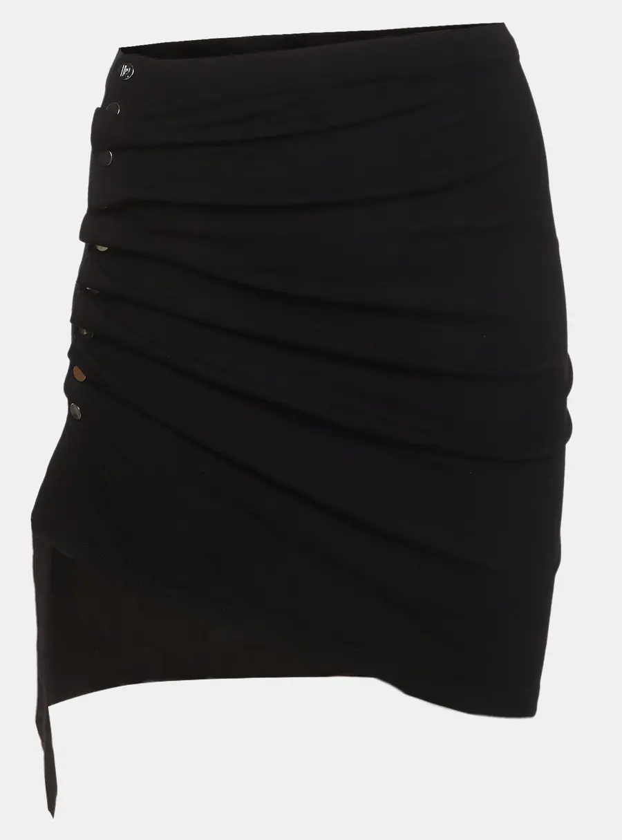 Paco Rabanne Black Jersey Ruched Asymmetric Mini Skirt S