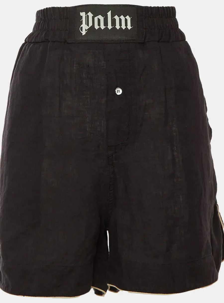 Palm Angels Black Linen Logo Detail Boxer Shorts L