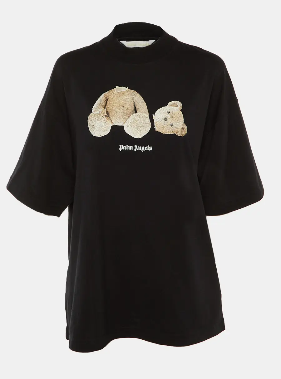 Palm Angels Black Bear Printed Cotton Knit Oversized T-Shirt M
