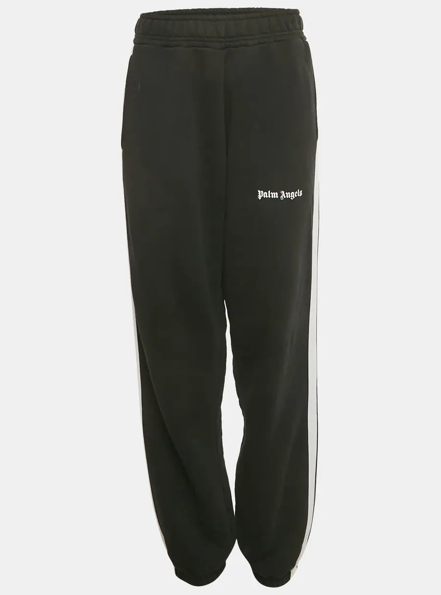 Palm Angels Black Logo Print Cotton Jogger Pants S