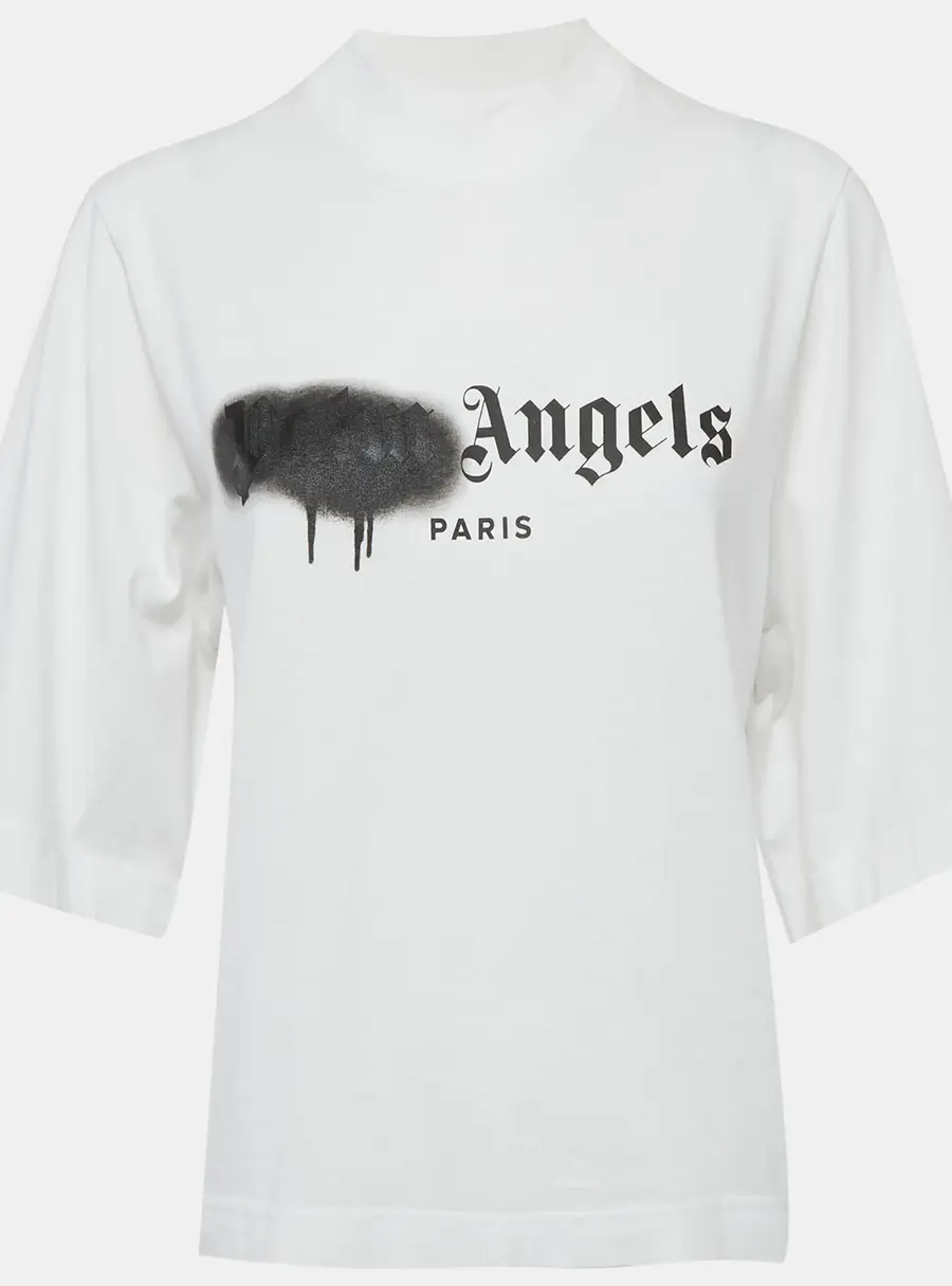 Palm Angels White Jersey Logo Detail T-Shirt S