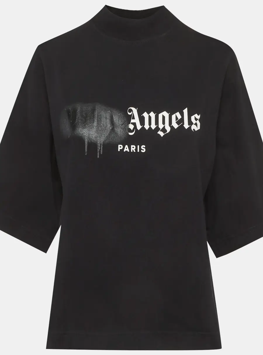 Palm Angels Black Jersey Logo Detail T-Shirt S
