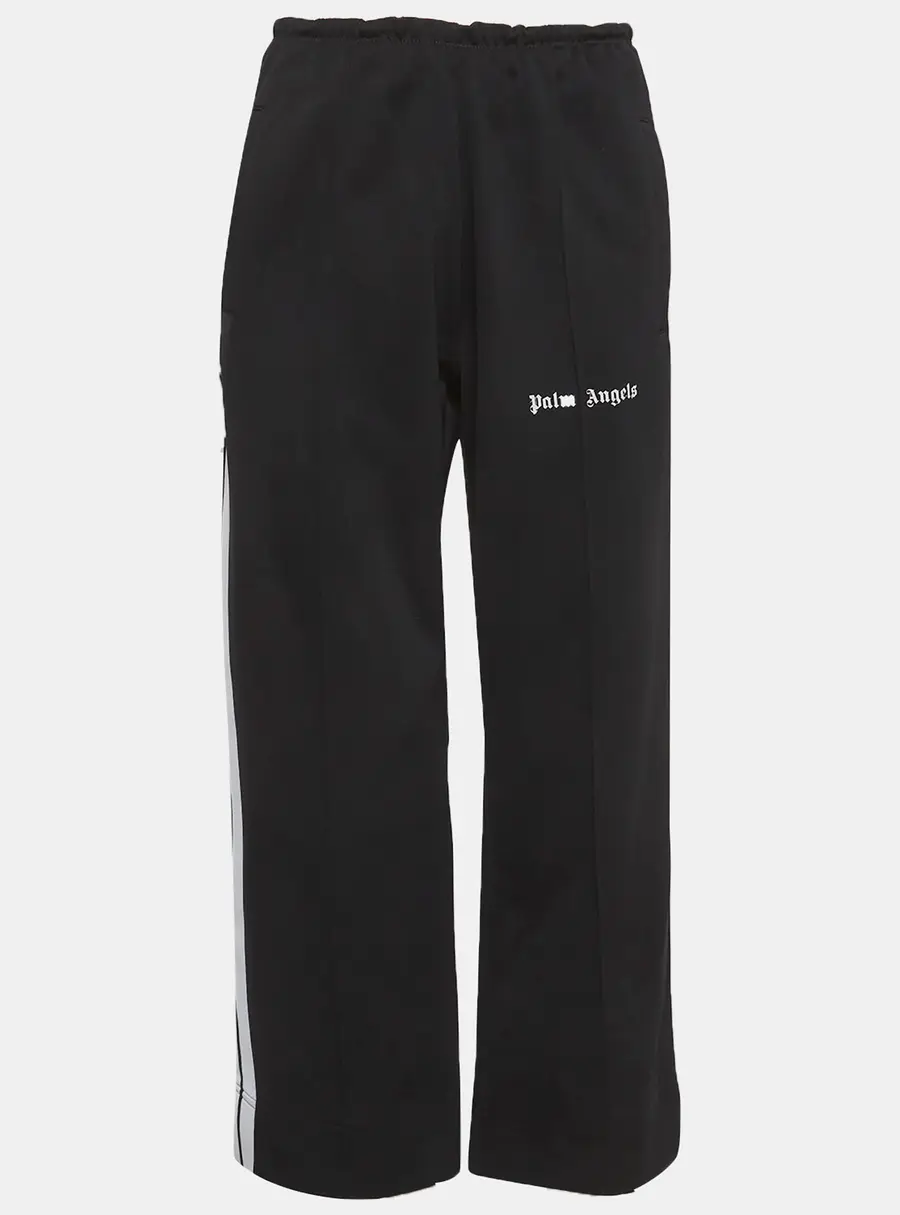 Palm Angels Black Logo Print Jersey Track Pants S