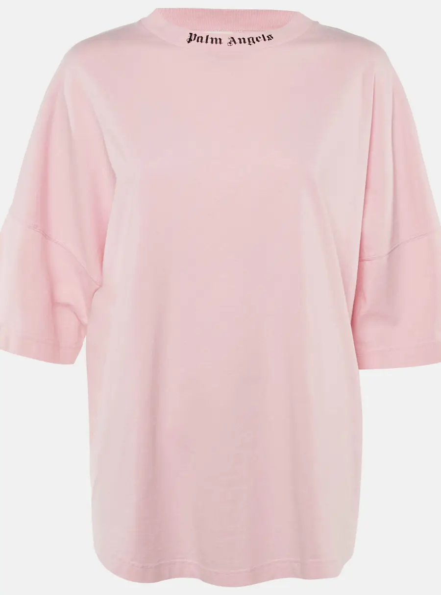 Palm Angels Pink Cotton Knit Oversized T-Shirt M
