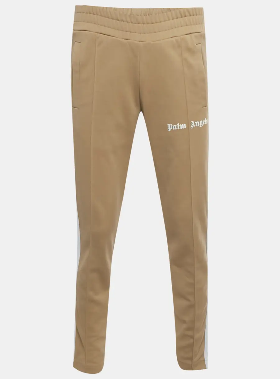 Palm Angels Beige Logo Print Jersey Track Pants S