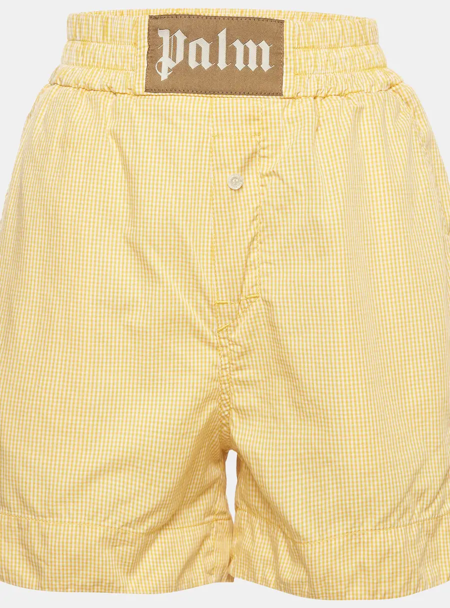 Palm Angels Yellow Gingham Cotton Regular Fit Shorts XS