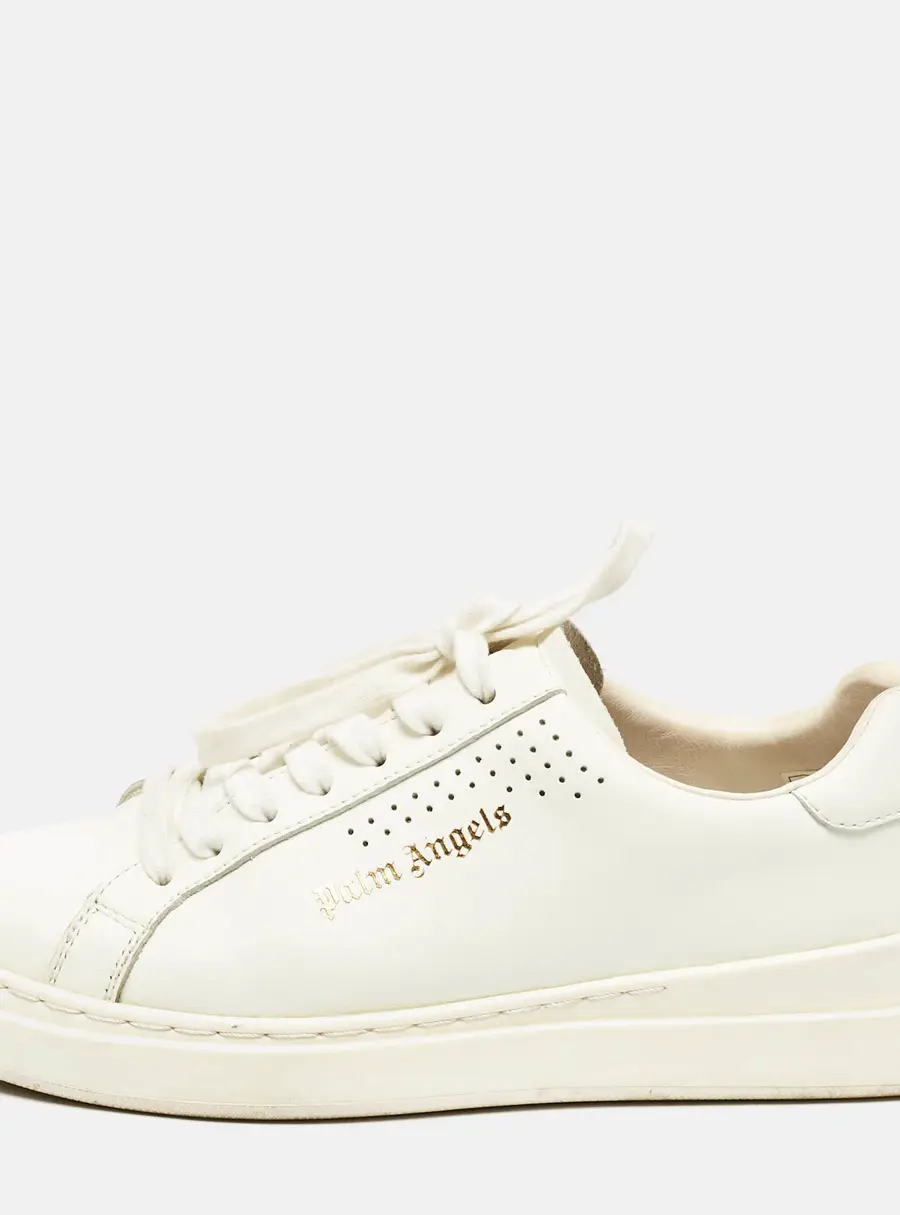 Palm Angels White Leather Two Low Top Sneakers Size 39