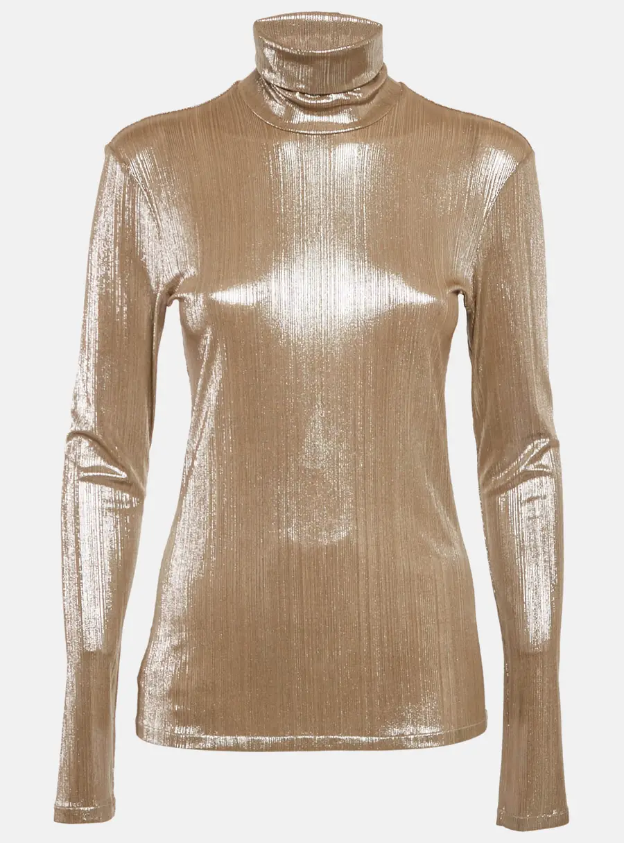Pallas Metallic Lurex Knit Turtleneck Pullover S