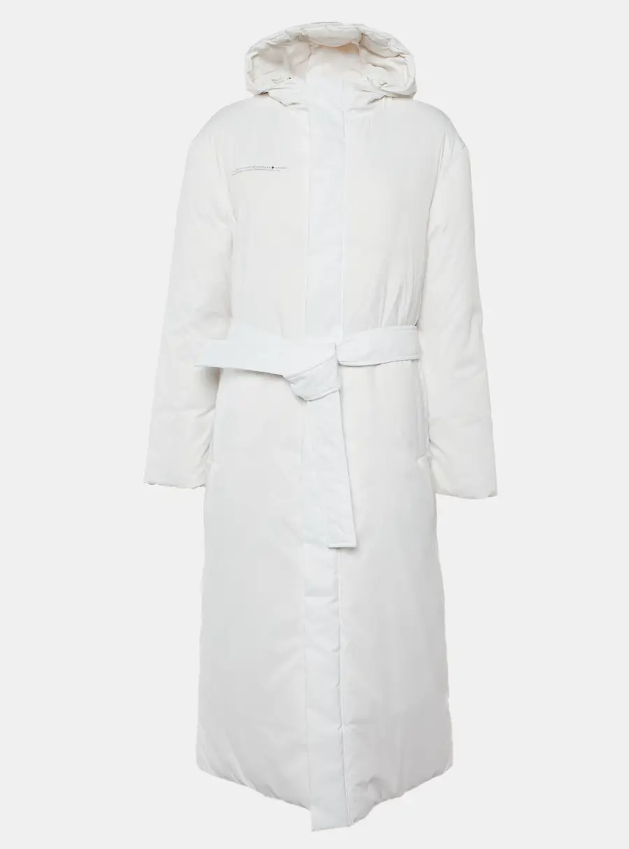 Pangaia White Nylon Flwrdwn Hooded Long Jacket M