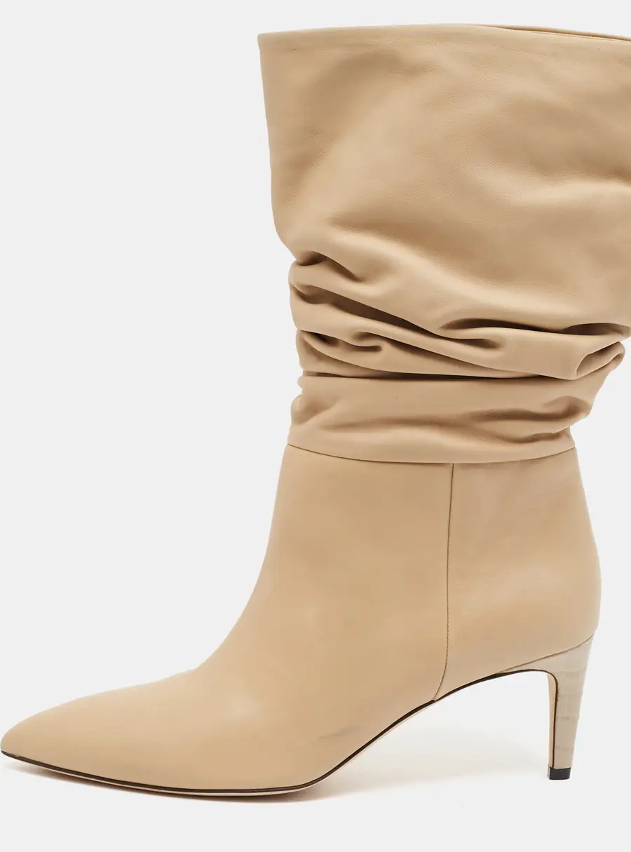 Paris Texas Size 40 Beige Leather Mid Calf Boots