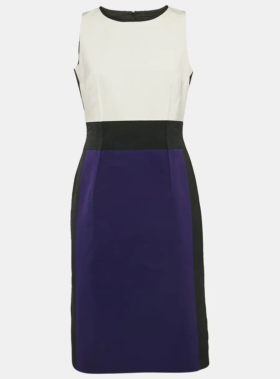 Paule Ka Multicolor Synthetic Color-Block Knee-Length Sleeveless Dress M
