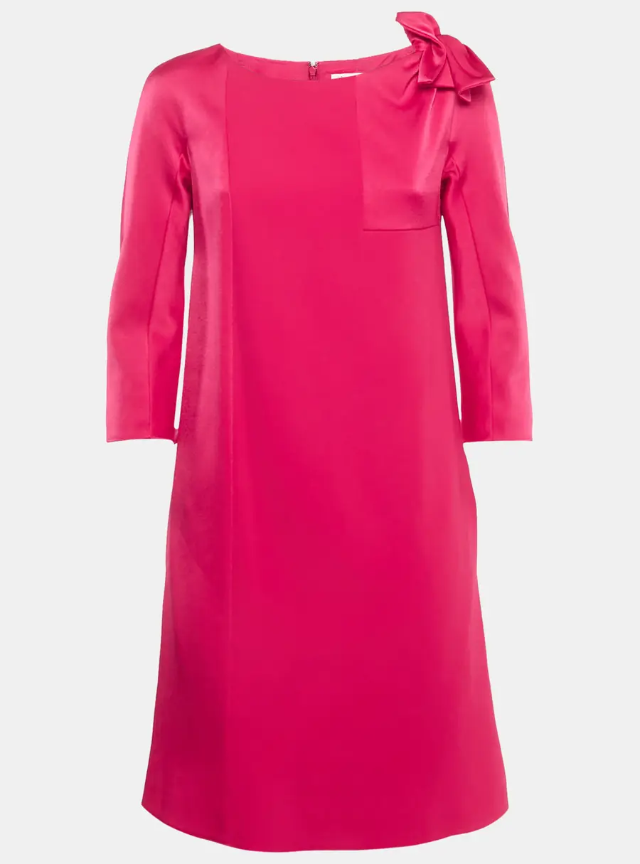 Paule Ka Pink Crepe Bow Detail Mini Shift Dress S