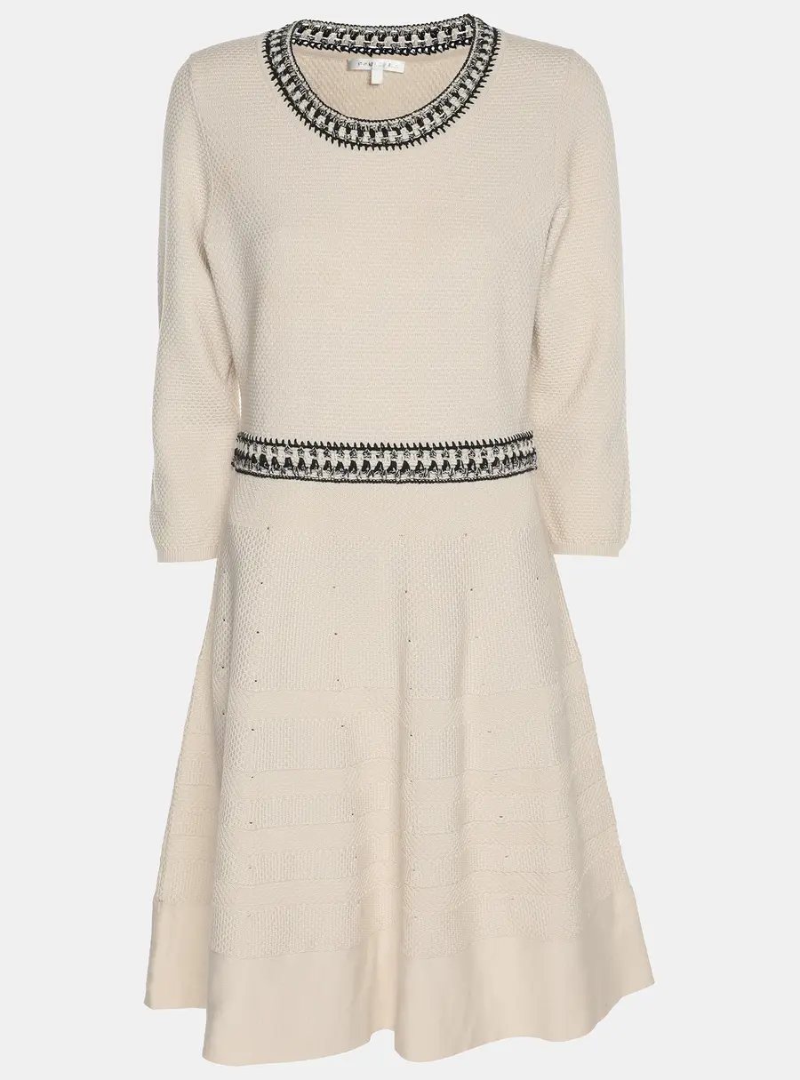 Paule Ka Off White/Black Knit Midi Dress M