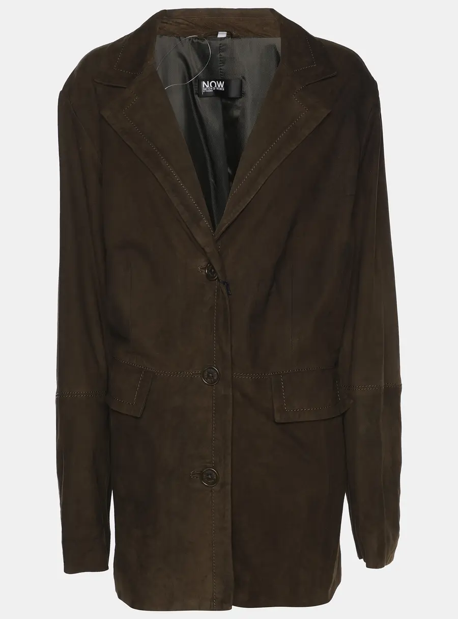 N.O.W by Persona Moss Green Suede Single Breasted Jacket XL