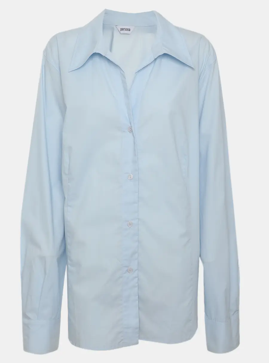 Persona Aqua Poplin Long Sleeve Shirt L