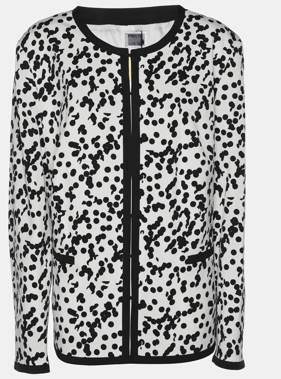 Perte by Krizia White/Black Ottoman Spot Print Shirt Jacket L
