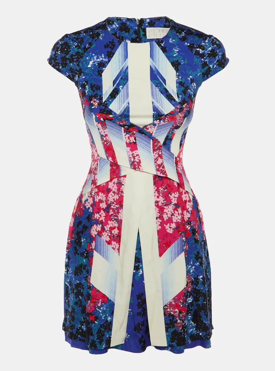 Peter Pilotto Blue Abstract Print Silk Mira Mini Dress S