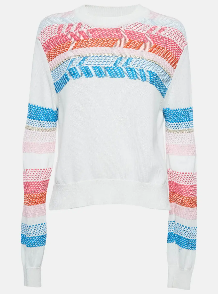 Peter Pilotto White Patterned Knit Full Sleeve Sweater M