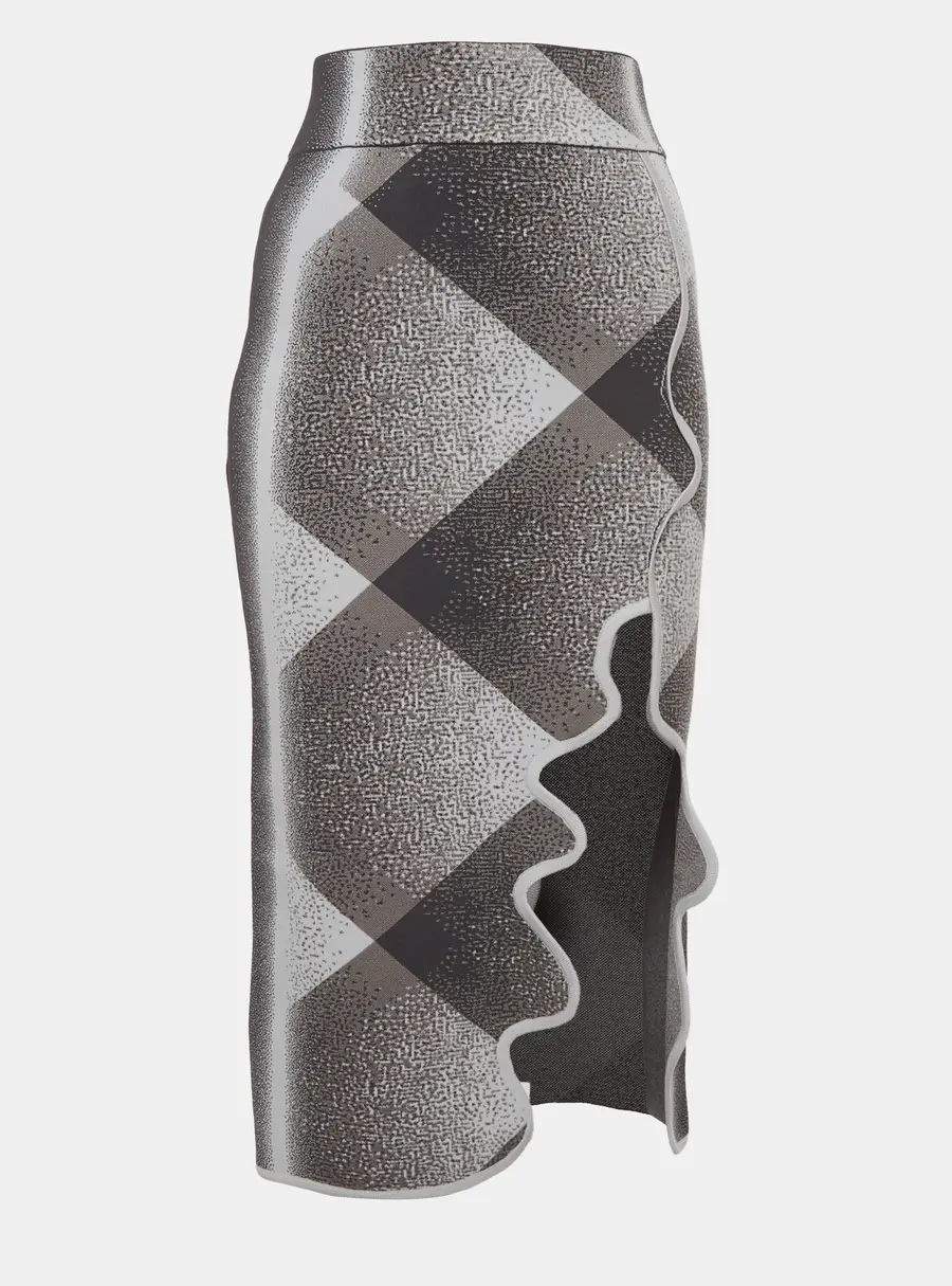 PH5 Grey Jersey Plaid Holly Midi Skirt XS