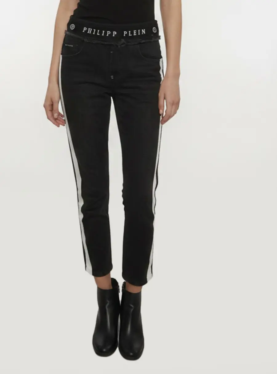 Philipp Plein Black Denim Elasticated Waist Jeans S/ Waist 29"