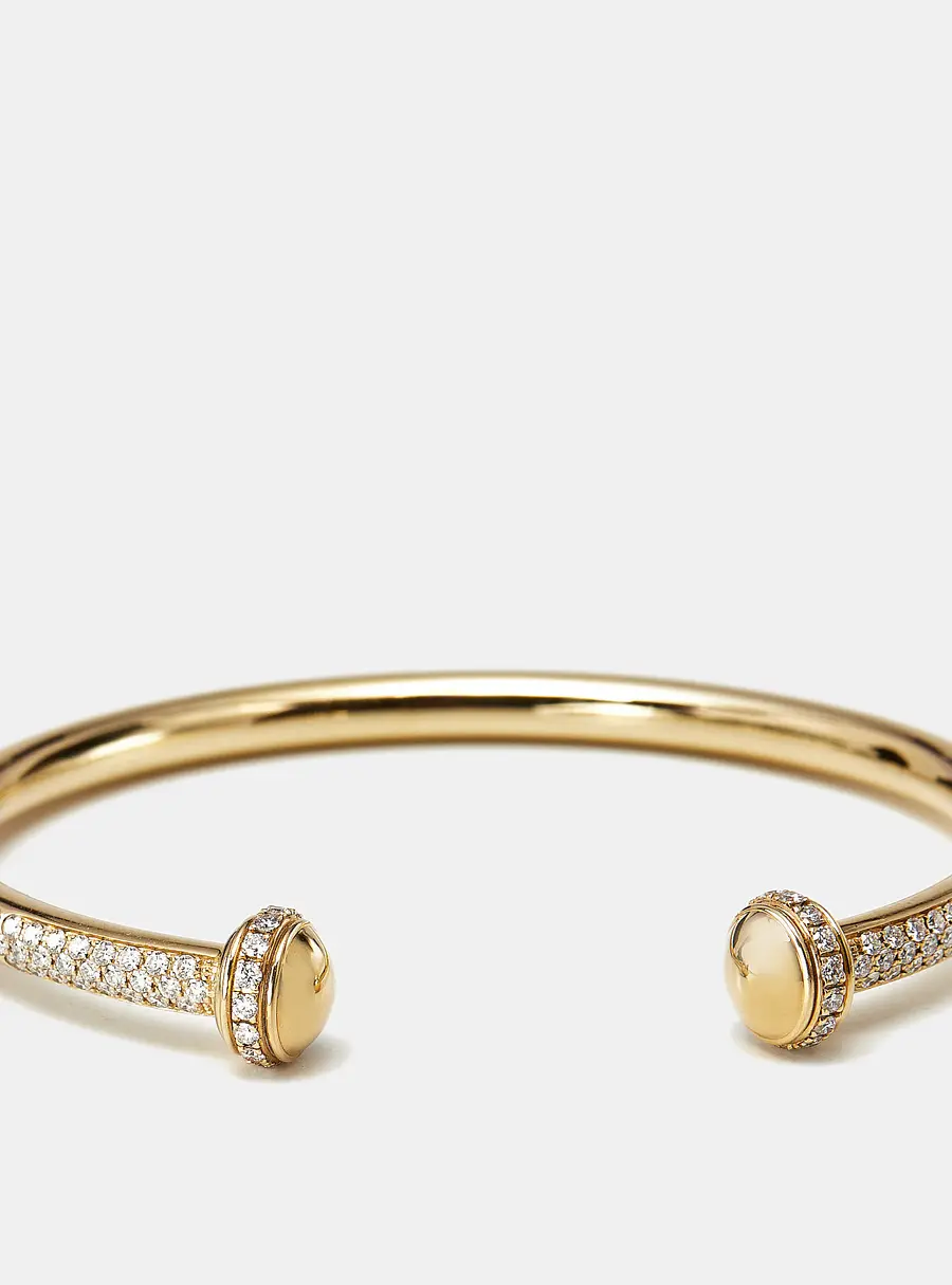 Piaget Possession Diamonds 18k Yellow Gold Open Cuff Bracelet 16