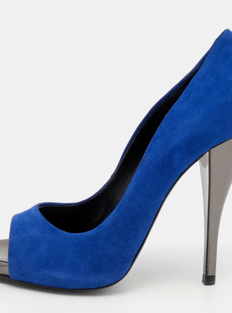 Pierre Hardy Blue Suede Open Toe Pumps Size 39