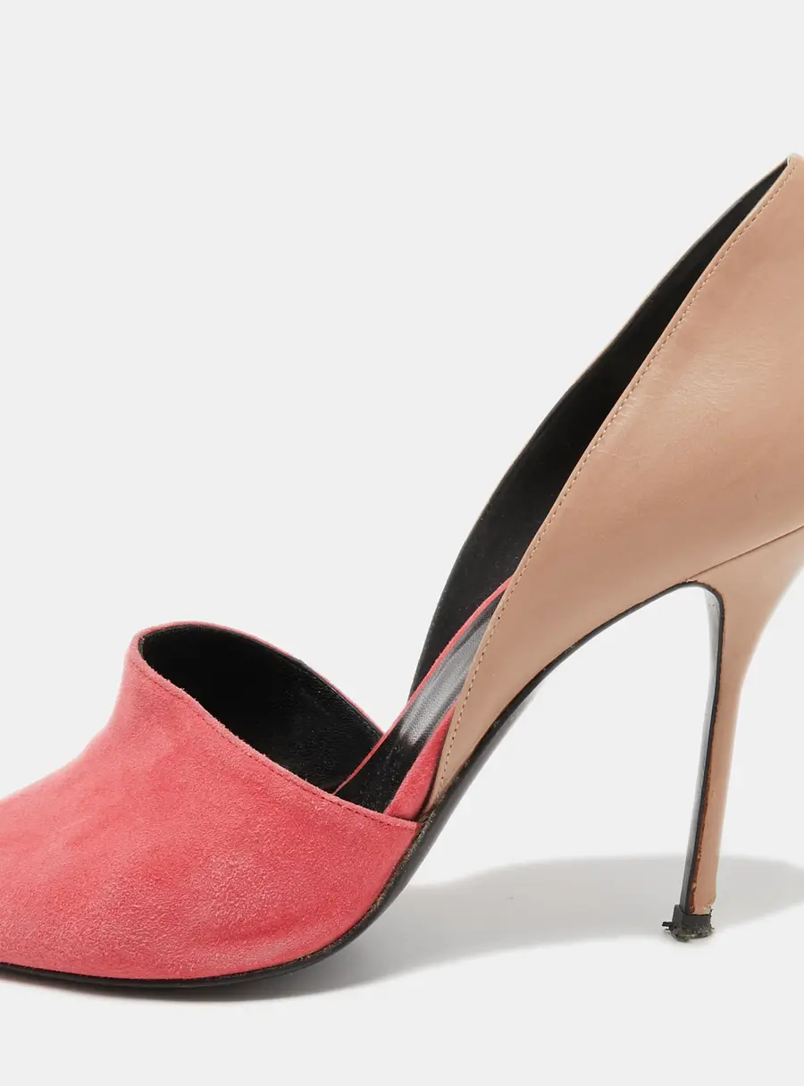 Pierre Hardy Beige/Pink Leather and Suede Pumps Size 37