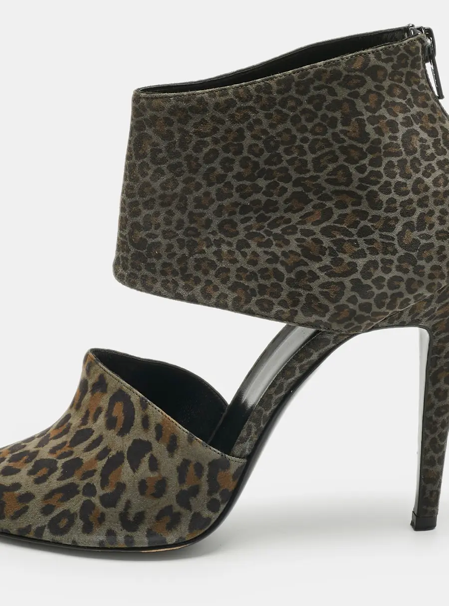 Pierre Hardy Multicolor Leopard Print Suede Ankle Strap Sandals Size 40