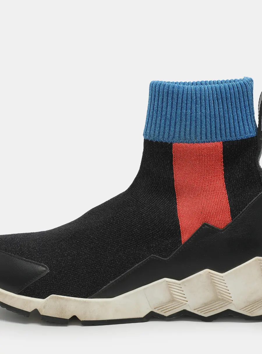 PIERRE HARDY Size 37 Tri-Color Shimmering Stretch Fabric Sock Sneakers