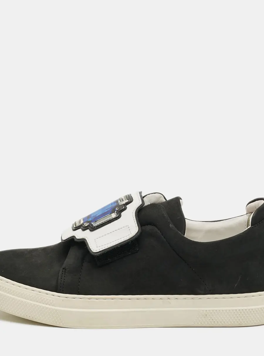 PIERRE HARDY Size 37 Black Nubuck Leather Slip On Sneakers