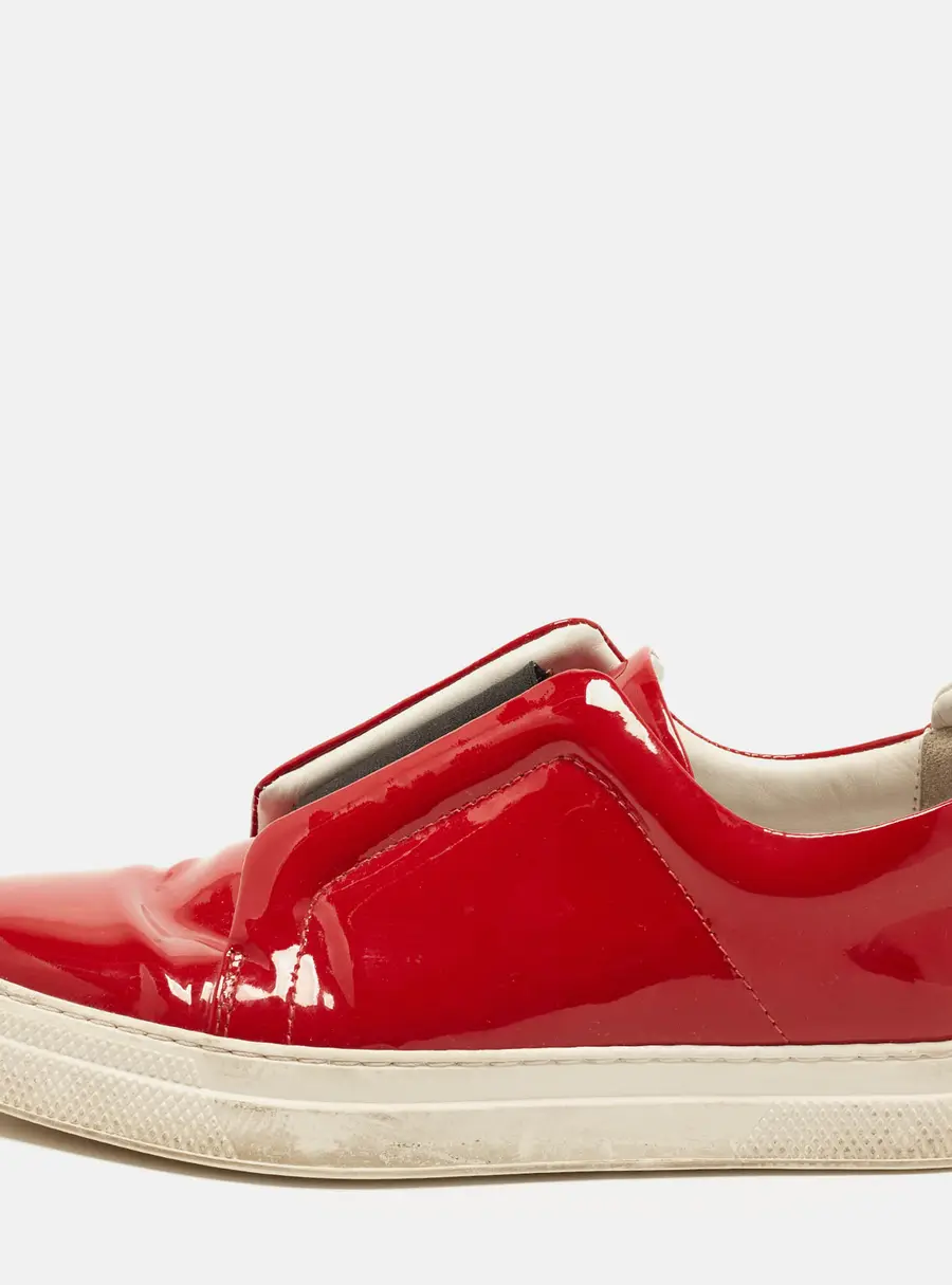 PIERRE HARDY Size 37 Red Patent Leather Slip On Sneakers